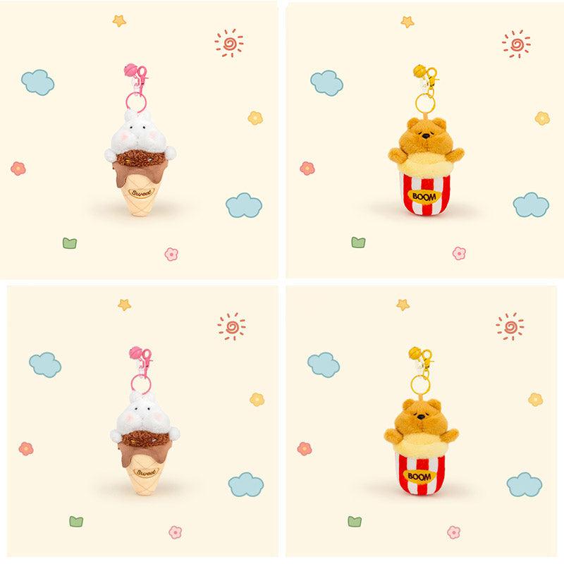 SweetHug™ Duo – Ice Cream Bunny & Popcorn Bear Keychains | Cute Stress Relief for Bags - VEYSEA